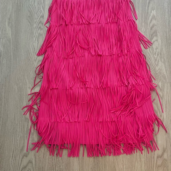 Chic Hot Pink Tiered Fringe Maxi Skirt - Picture 2 of 4